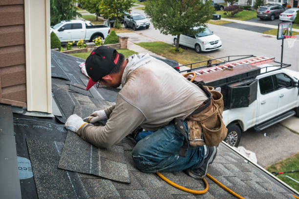 Professional Hail Damage Roof Repair technician working in Montville, NJ